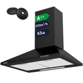 CIARRA Cooker Hood 60cm CBCB6201 600mm Kitchen Extractor Hood with Carbon Filters Recirculating&Ducting Wall Mounted Cooker Extractor Fan Black